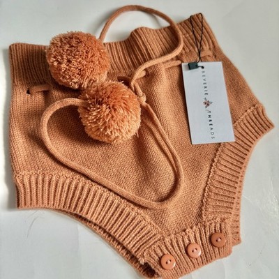Reverie Threads Rust Orange Knit Bloomer Pom Pom Size 6-12 Months 