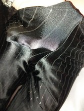 VTG SILKY SEMI SHEER NYLON SPANDEX SILVER STRIPES BLK PANTS NOS USA 80S AVANT L