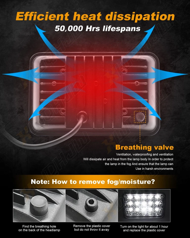 Par de faros LED de haz sellado de 4x6" pulgadas para Chevrolet Caprice 1977-1986 Foto 4 de 4