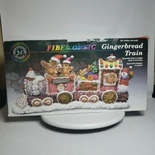 VIDEO: Vtg  20” Gingerbread Train Fiber Optic Color Changing Optic Glow by Puleo
