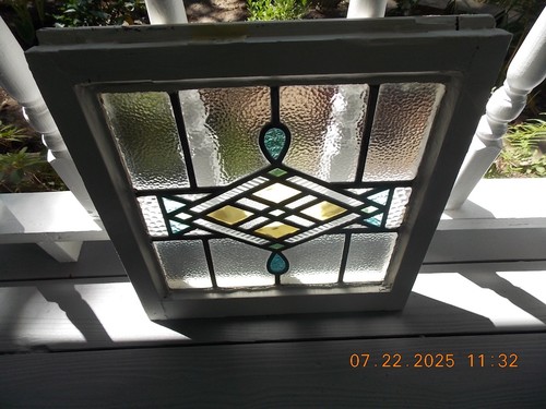 Older English Art Deco Leaded Stained-Glass Window 18 5/8" X 19 5/8" 0 S&H Added - Picture 13 of 14