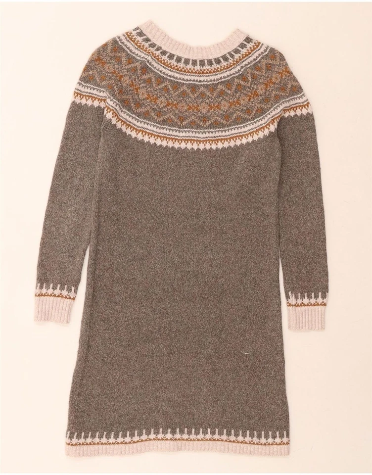 FAT FACE Womens Long Sleeve Jumper Dress UK 6 XS Grey Fair Isle Cotton DK11 - Image 2 of 3