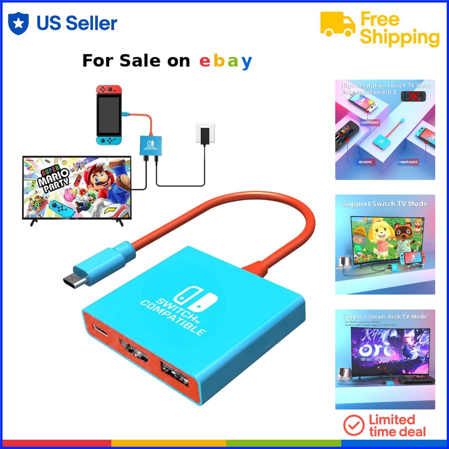 switch本体とdock Switch Docking Station Portable HDMI 2.0 4K/60Hz TV Adapter for