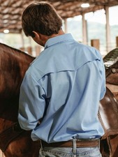 Men's Ely Cattleman Pro Long Sleeve Solid Vented Western Shirt