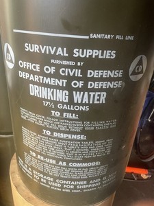 1963 Civil Defense Survival Supplies Steel Storage Barrel w/Lid Cold War Shelter