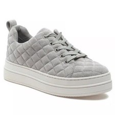 J/SLIDES NYC Nona Quilted Platform Sneaker In Grey Faux Suede Size 7.5 NWOT