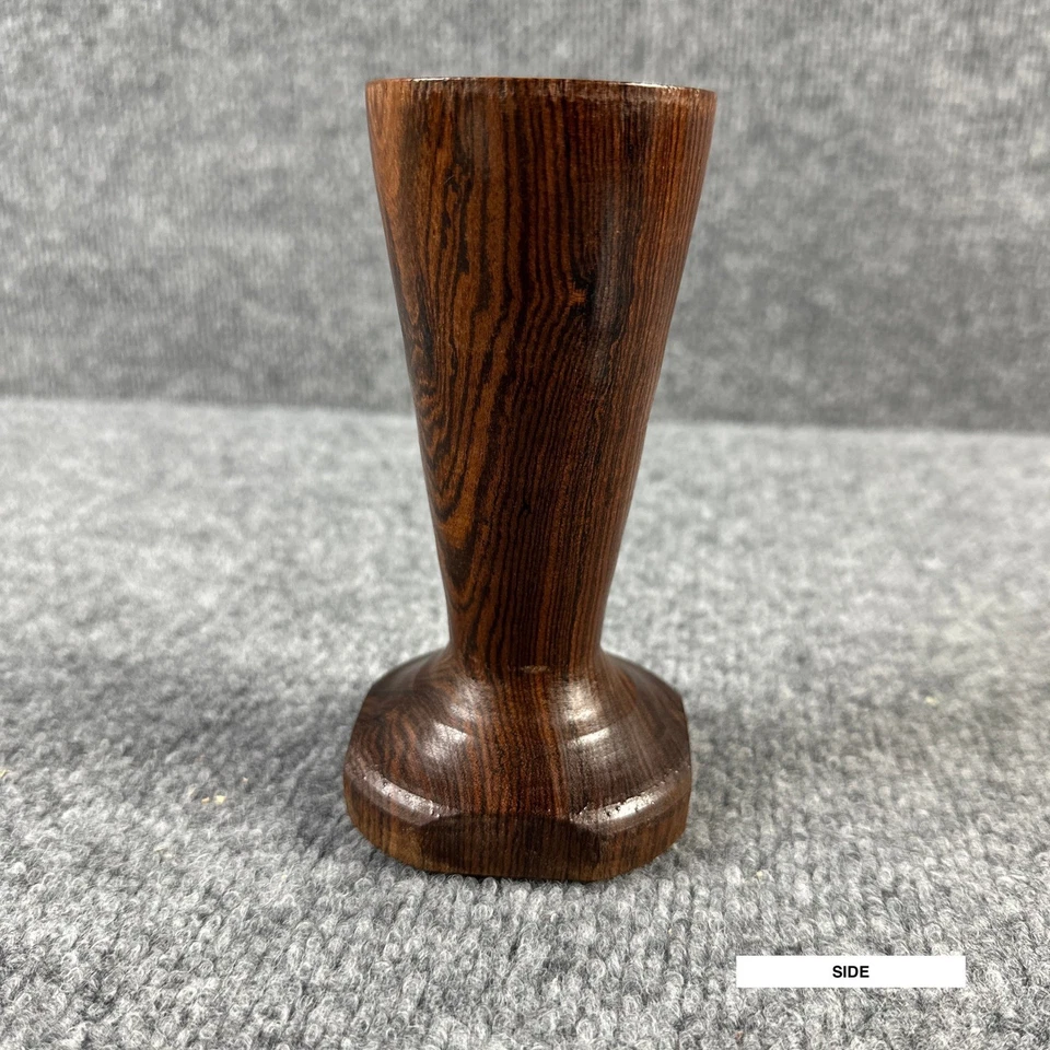 Винтажная деревянная ваза с бутонами маленькая коричневая декоративный настольный декор ручной работы - Изображение 3 из 4