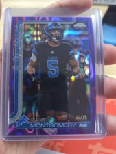 DAVID MONTGOMERY 2025 TOPPS CHROME PURPLE LAVA REFRACTOR /75 #103 LIONS Q6560