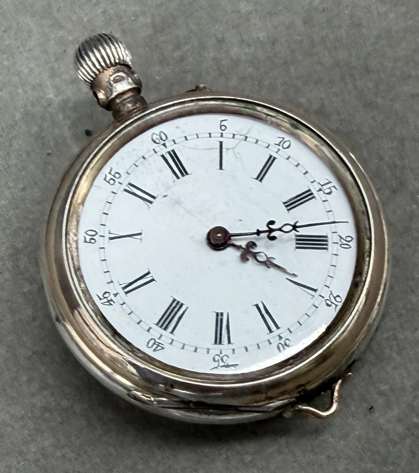 RELOJ BOLSILLO ART NOVEAU Damas Colgante Dos Tonos .800 (80%) Plata Piezas Reparación Foto 4 de 4