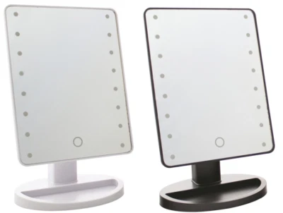 KINGAVON Make Up Mirror with LED Lights on Stand - Large Hollywood Vanity Black/White