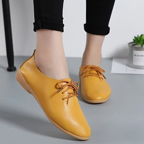 Women Oxford Shoes Leather Ballet Flats Lace Up Soft Casual Comfortable Ladies - Bild 13 von 42