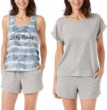 NWT Lucky Brand Women's 3 Piece Pajama Set Size L Heather Gray 85 8HL110