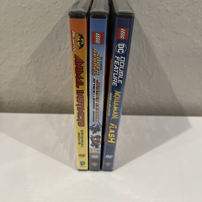 LOT OF 3 DVD LEGO DC JUSTICE LEAGUE BATMAN AQUAMAN FLASH NEW
