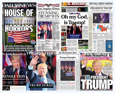 DONALD TRUMP wins 2016 Election Headlines 16x20 Print Multiple Images on 1