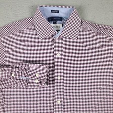 Tommy Hilfiger Shirt Mens 15.5 Purple Check Dress Button Up Long Sleeve