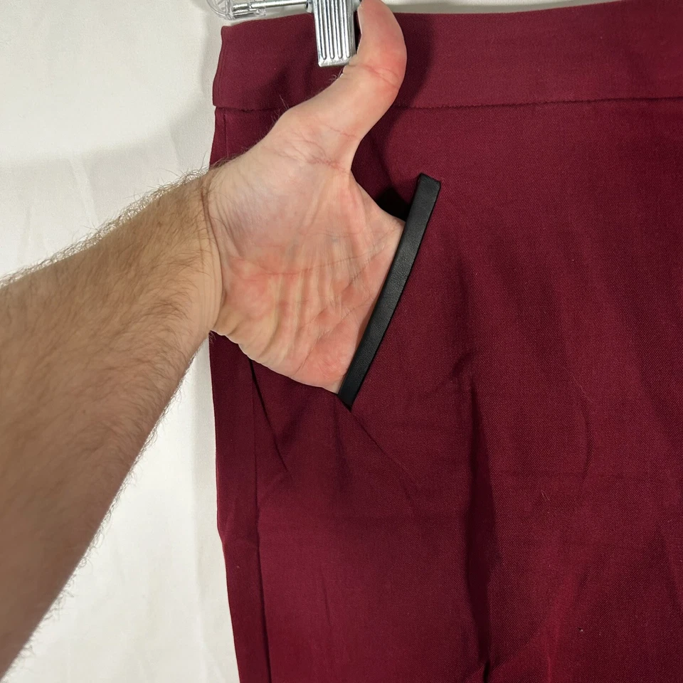 Pantalones de vestir Alfani para mujer 10 rojos tiro medio bolsillos botón cremallera mezcla de algodón Foto 4 de 4