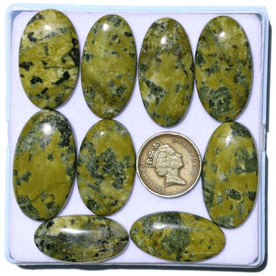 Großhandel 9 Stck. Natürliche Serpentin Unbehandelt 32-38 mm Oval Cabochon Ed... - Bild 1 von 4