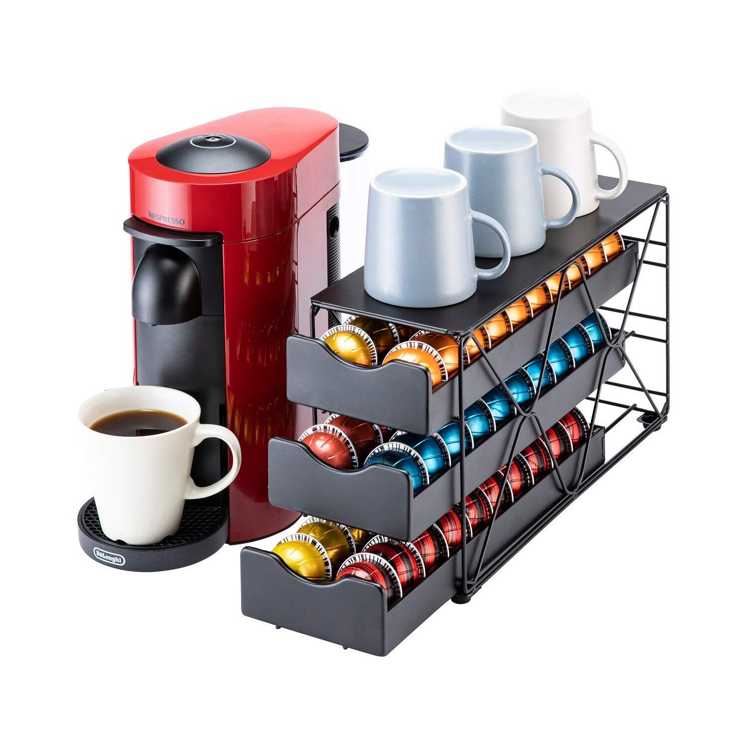 Flagship Nespresso Vertuo Pod Holder Multi-Tier Coffee Drawer Organizer Large Capacity