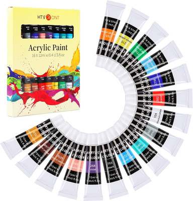 HTVRONT Acrylic Paint Set, Painting Kit for Kids, 16 Colors (12Ml, 0.41 Oz) Vibr