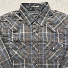 Banana Republic Men's Medium Blue Gray Plaid Button Down Shirt