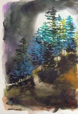 ORIGINAL MOON  WATERCOLOR Painting John Williams art Impressionism JMW artist