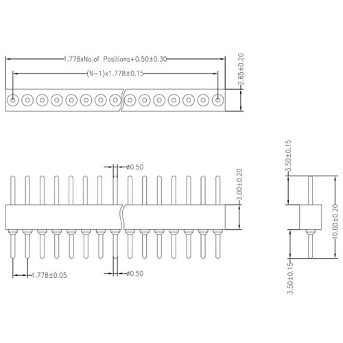 5Pcs Gold Plated 1.778mm 40 Pin Male Single Row Straight Round Pin Header Strip - Picture 5 of 5