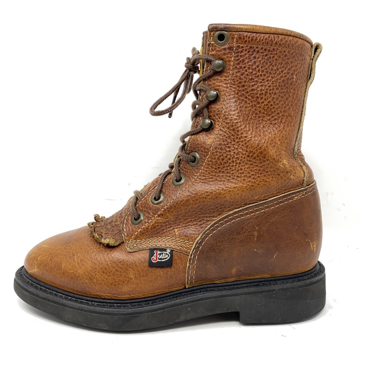 Steel Toe Justin Roper Lace Up Boots Justin Brown Leather Kiltie