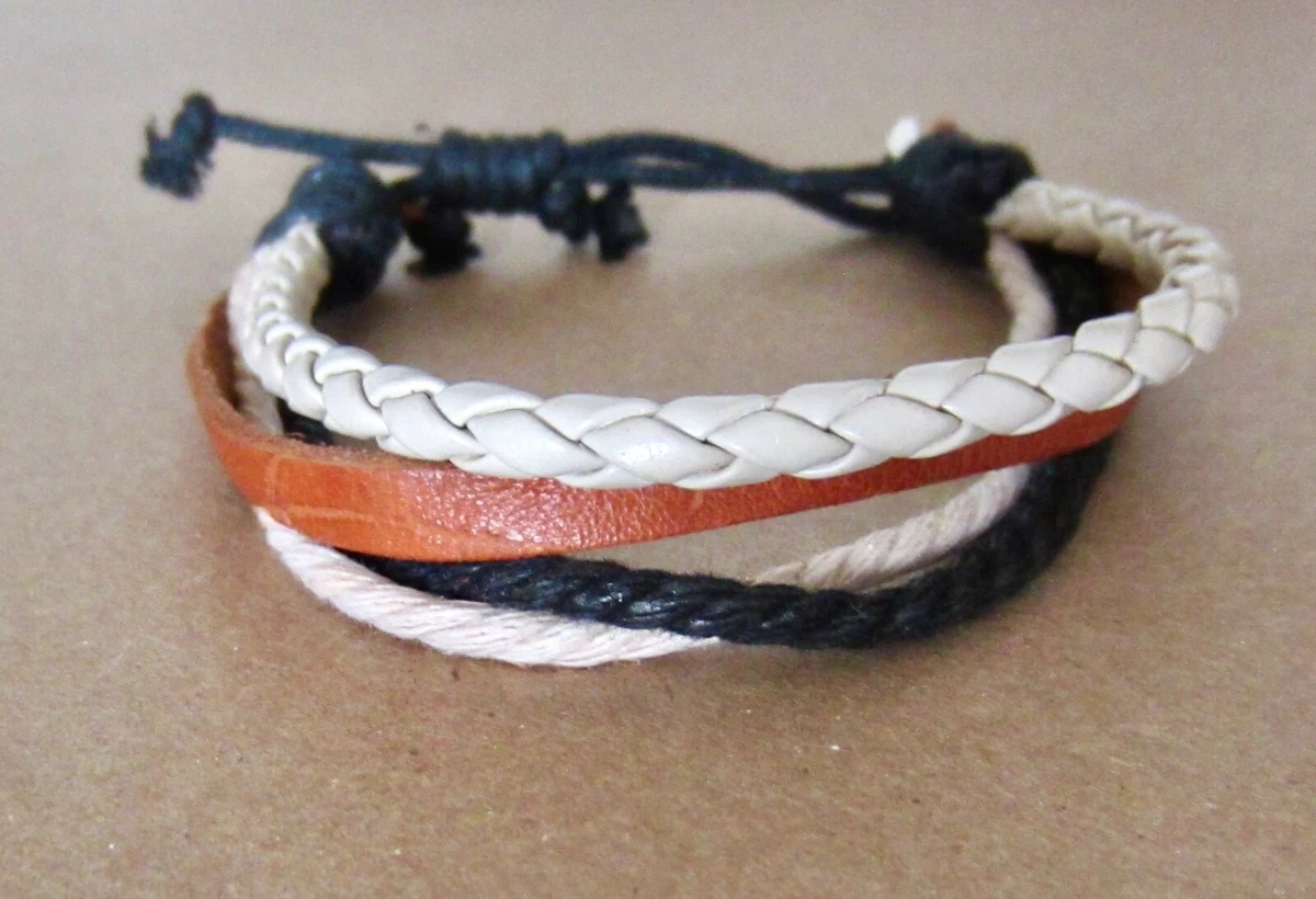 Men Women BRACELET BROWN LEATHER CORD MULTI LAYER FRIENDSHIP BAND