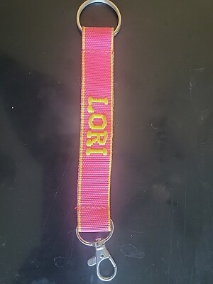 Lori Embroidered Name Strap Key Rings Keychains with Clasp 