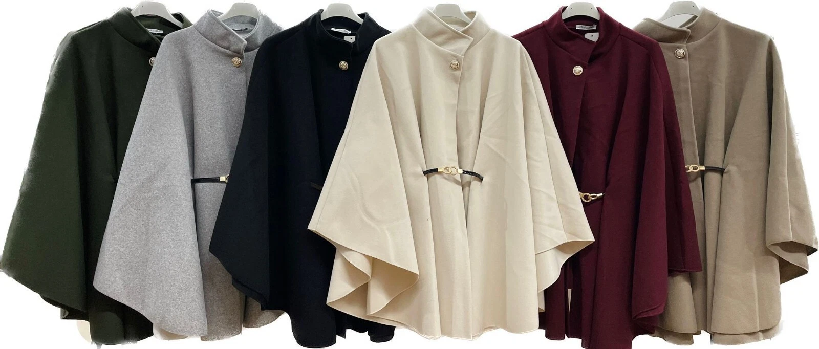 Ladies Womens Belted Poncho Cape Coat Ladies Turtle Neck Front Button Jacket UK