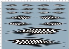 All Scales Black and white Grid pattern Markings Car Model Kit Water Slide Decal