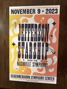 Jefferson Starship w/The Nashville Symphony 11/9/23 Ltd HATCH SHOW PRiNt POsTER