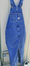 VINTAGE ROUND HOUSE BIB OVERALLS BLUE ZIPPER FLY SIZE 40-42" W X 31" L AS IS