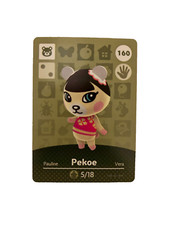 Animal Crossing Amiibo Card - Pekoe - Series 2 - Authentic Nintendo