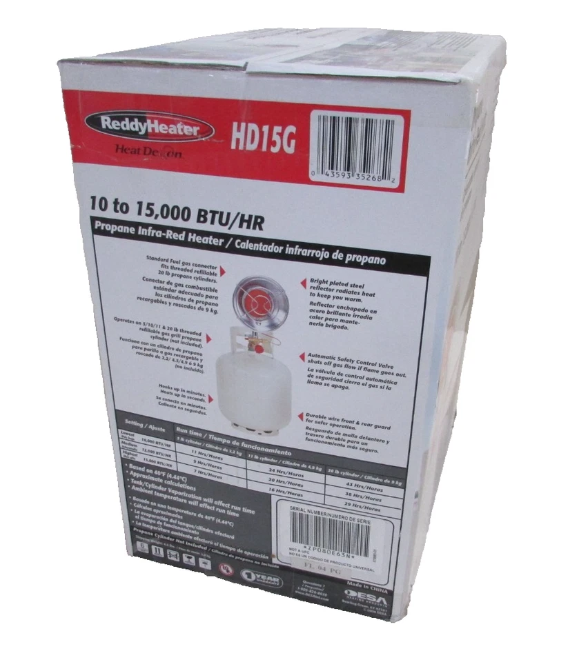 REDDY CALENTADOR PROPANO TAPA TANQUE, CALENTADOR INFRARROJO MODELO: HEAT DEMON HD15G Foto 4 de 4