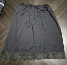 Carol Brent Vintage Black Nylon Half Slip Lace Trim 27 - 29" waist