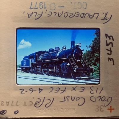 1977 Gold Coast Railroad 113 FEC 4-6-2 Steam Locomotive 35mm Slide