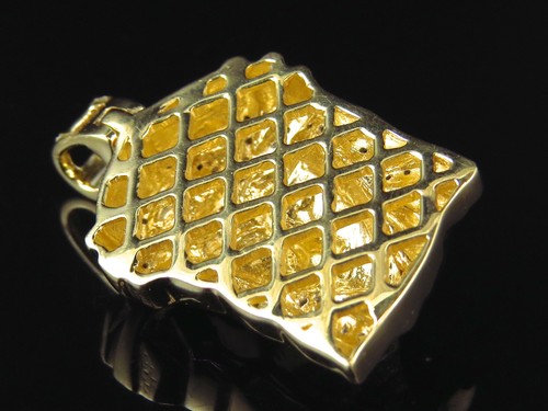 Echter weißer Diamant Micro Pave Jesus Stück & Kette in 10k Gelbgold 1" 0,33Ct - Bild 6 von 8