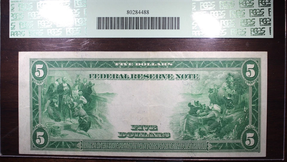 1914 $5 New York Federal Reserve Bank Note PCGS VF35 PPQ FR. 851B - Image 2 of 2