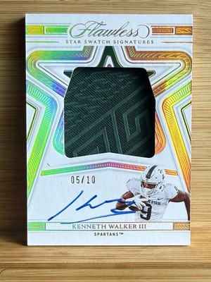 2023 Flawless Collegiate Kenneth Walker III On Card Auto Patch Gold  /10 #SSS-KW