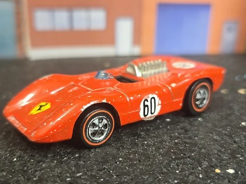 hot wheels redline ferrari 312P red with button,rolls perfect,hood works perfect