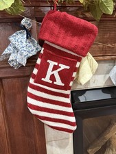 Wondershop Monogram Christmas Stocking Letter K Initial Red White Stripe Target