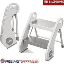 Foldable Kids 2 Step Stool Non Slip Toilet Training Portable Bathroom Aid New