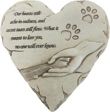 Heart Shaped Pet Dog Memorial Stones Grave Markers, one size, White