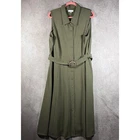 Calvin Klein Dress Womens 20W Olive Green Maxi Sleeveless Belted Button Front