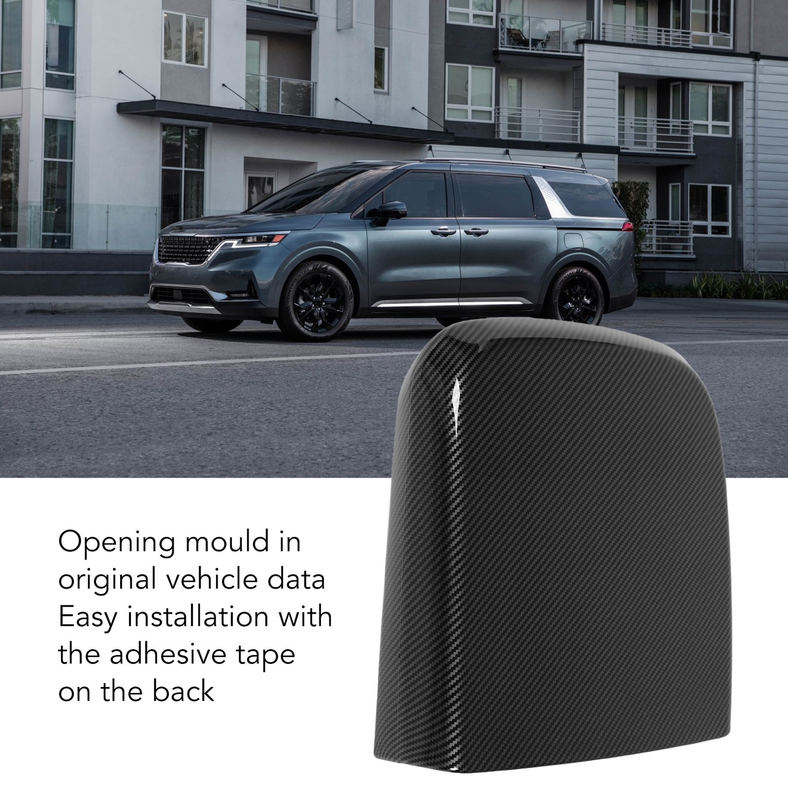 ⁺Console Lid Armrest Cover Carbon Fiber Center Box Lid Protector Glossy Black.