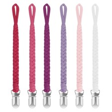 Pacifier Clip 6 Pack Handmade Braided Universal Baby Holder Pastel