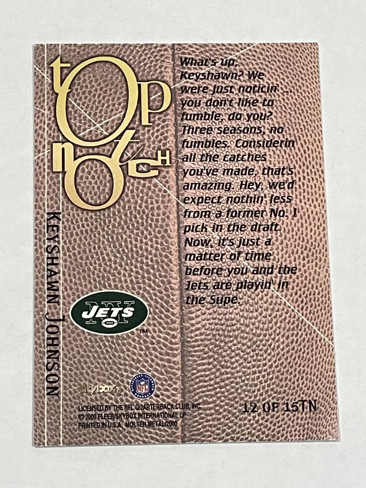1999 SkyBox Molten Metal Football Top Notch - Keyshawn Johnson - New York Jets - image 2 of 2