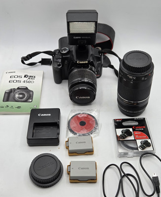 Canon EOS Rebel XSi 450D 12.2MP DSLR Camera w/2 Lenses  18-55mm & 75-300mm
