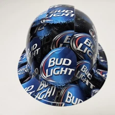 full brim hard hat custom hydro dipped IN BUD LIGHT BEER 🍻 BUDWIESER   NEW